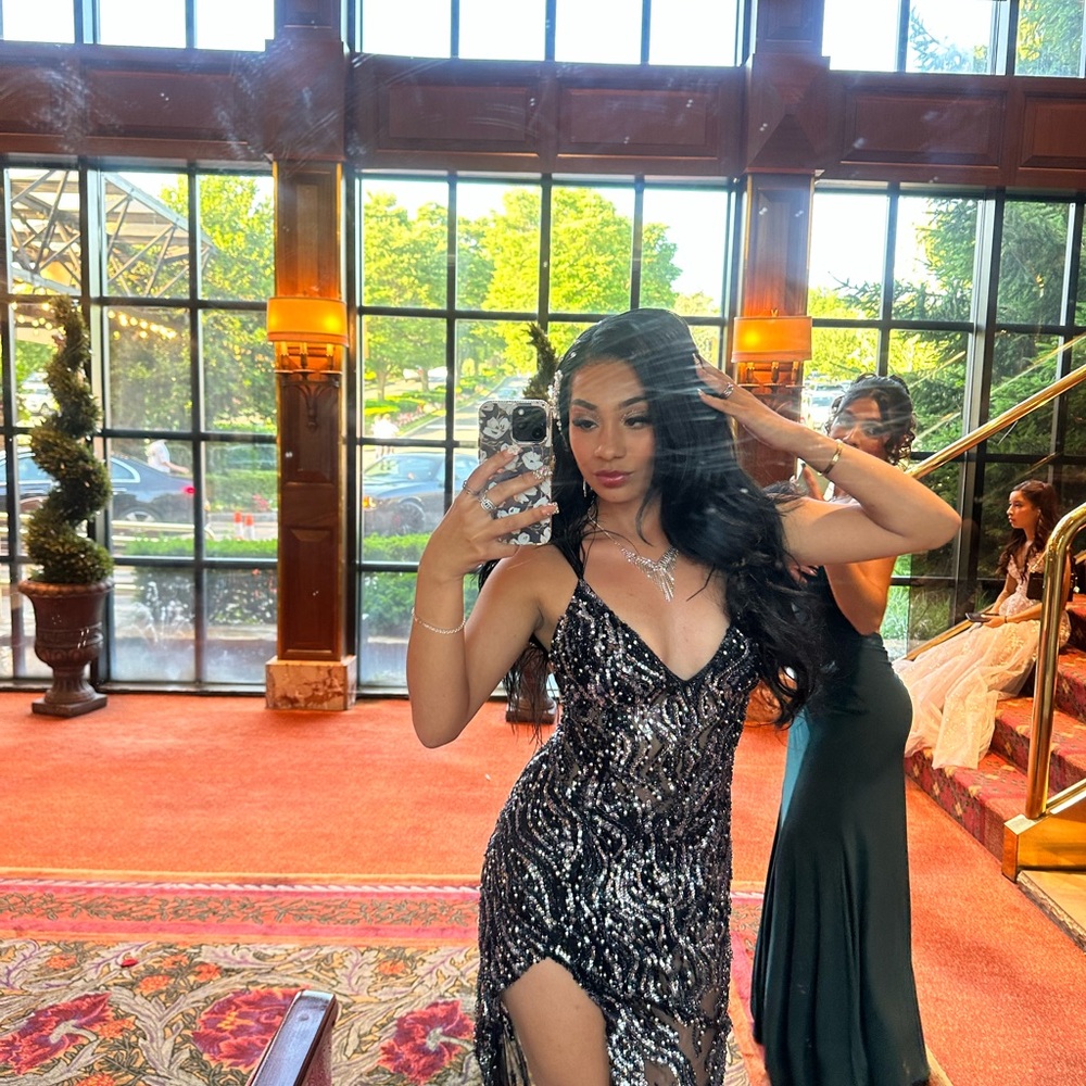 Black and Silver Sequin Dress